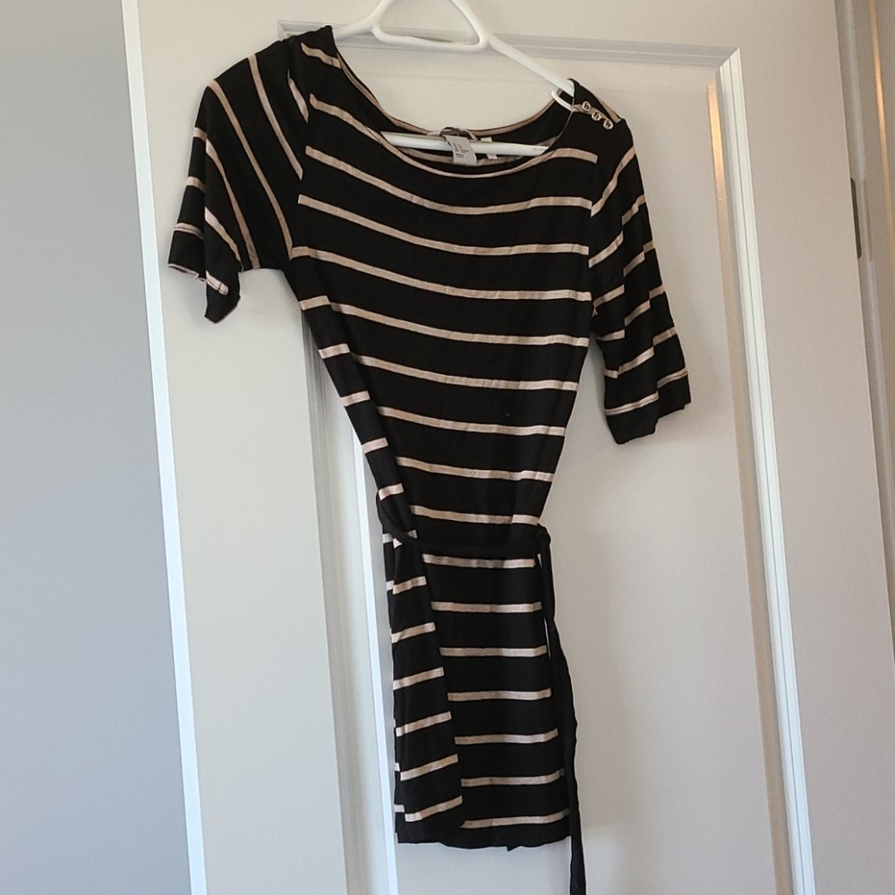 H&M stripe top dress with belt xs